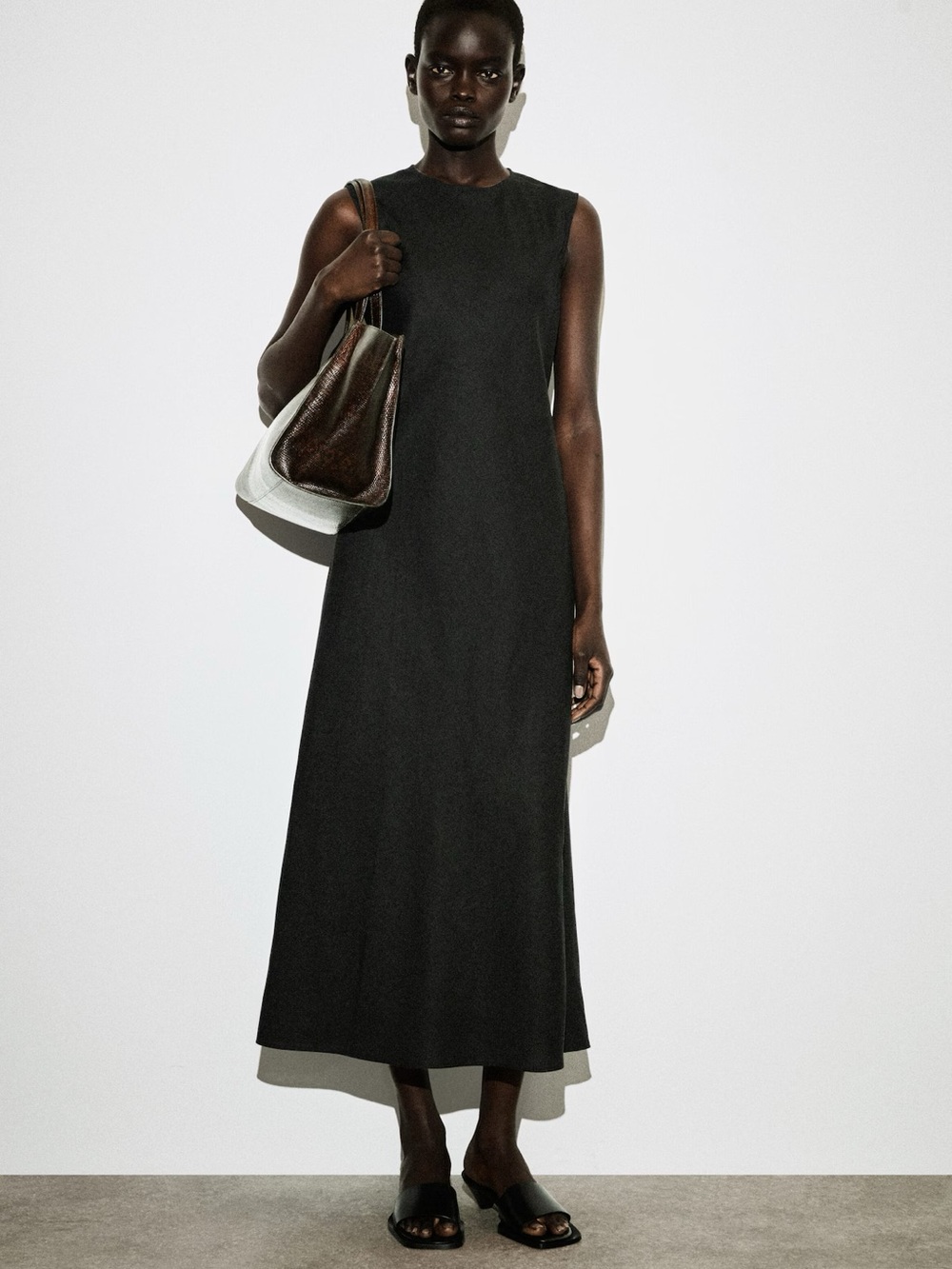 NWT (size 2) COS BIAS CUT LINEN BLEND MIDI DRESS